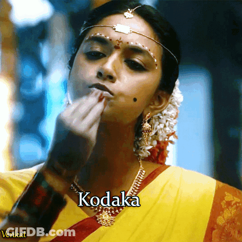 Woman In Yellow Saree With Kodaka Necklace GIF