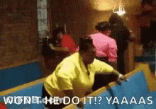 Woman In Yellow Shirt Dancing Yaaas GIF