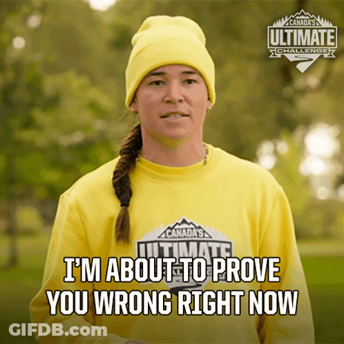 Woman In Yellow Shirt Saying Canada's Ultimate Challenge GIF