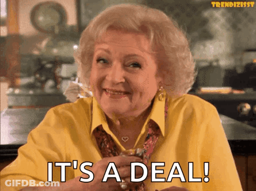 Woman In Yellow Shirt Saying It's A Deal With Wine GIF