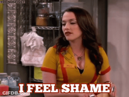 Woman In Yellow Shirt Says I Feel Shame GIF