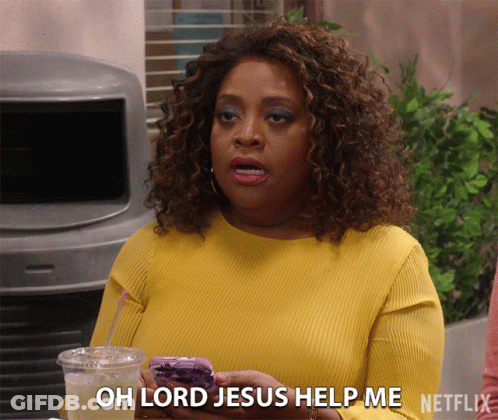 Woman In Yellow Sweater Saying Oh Lord Jesus GIF