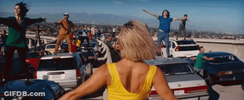 Woman In Yellow Tank Top Dancing GIF