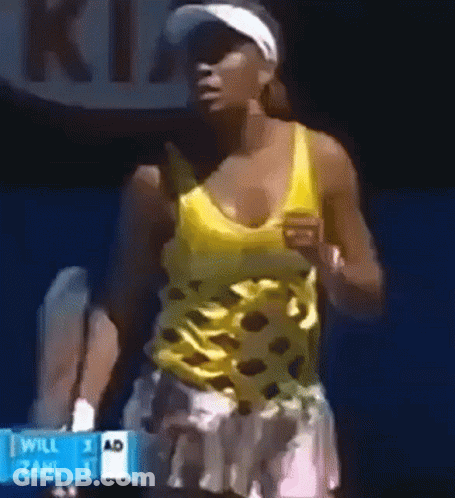Woman In Yellow Tank Top Running On Tennis Court GIF