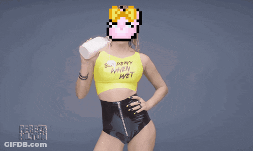 Woman In Yellow Tank Top Saying Strawberry Hen Wet GIF