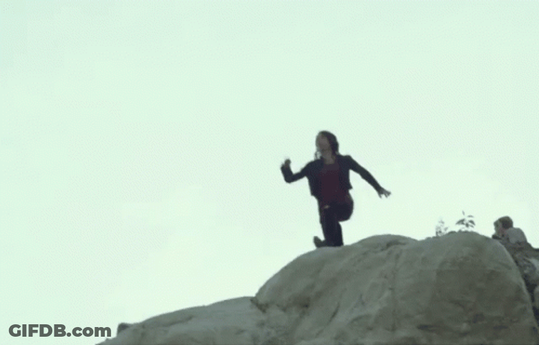 Woman Jumping Off A Cliff GIF