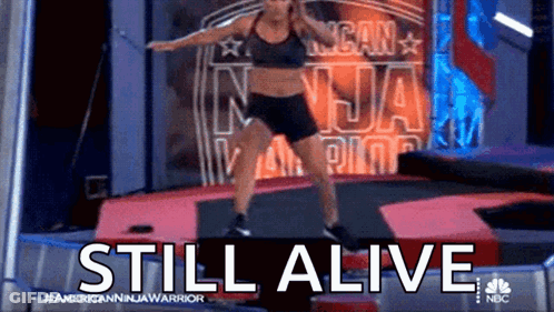 Woman Jumping On Trampoline Still Alive GIF