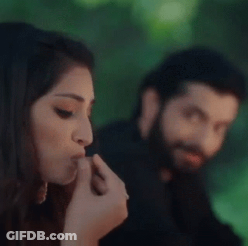 Woman Kissing Man's Neck GIF