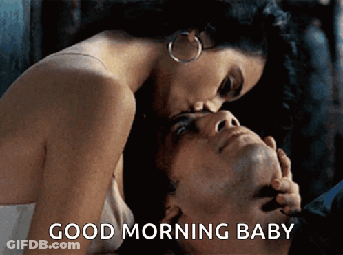 Woman Kissing Man Saying Good Morning Baby GIF