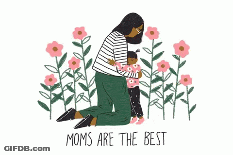 Woman Kneeling And Hugging Little Girl In Flower Field GIF