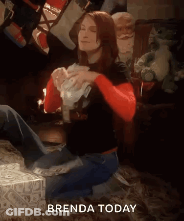 Woman Kneeling In Front Of Money Saying Brenda Today GIF