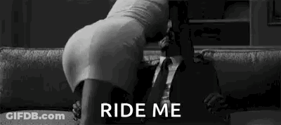 Woman Kneeling On Man's Lap Asking To Ride GIF
