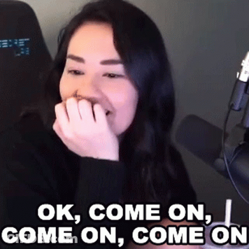 Woman Laughing At Microphone Saying Ok Come On GIF