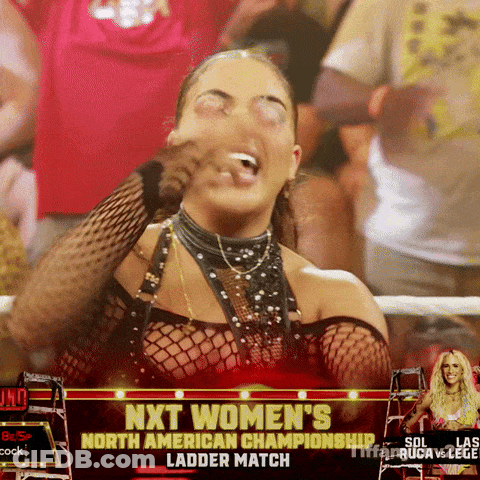 Woman Laughing At Next Women's Championship Ladder Match GIF
