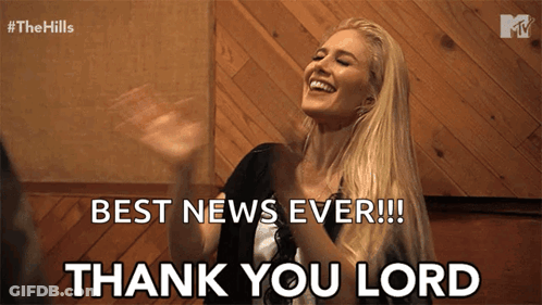 Woman Laughing Best News Ever Thank You Lord GIF