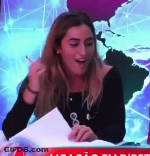 Woman Laughing Holding Paper By World Map GIF