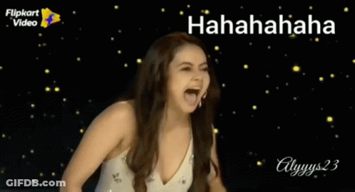 Woman Laughing In Front Of Flipkart Video Logo GIF