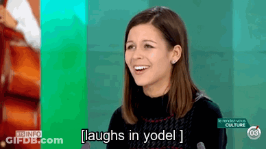 Woman Laughing Into Microphone Yodel GIF