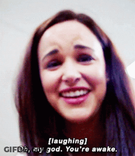 Woman Laughing Oh My God You're Awake GIF