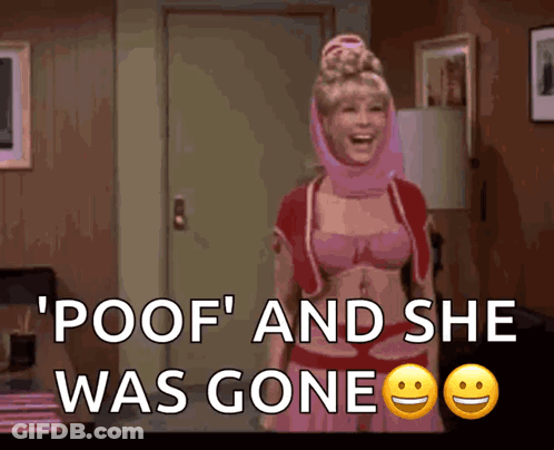 Woman Laughing Poof And She Was Gone GIF