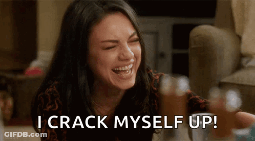 Woman Laughing Saying I Crack Myself Up GIF