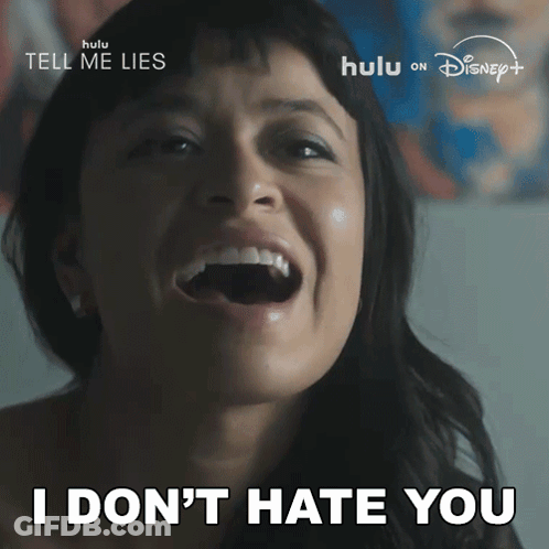 Woman Laughing Saying I Don't Hate You GIF