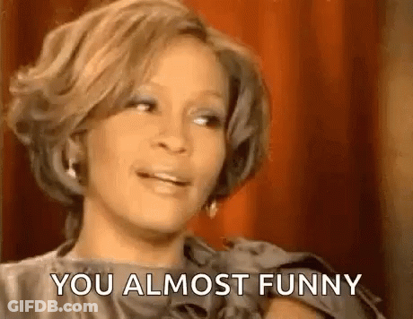 Woman Laughing Saying You Almost Funny Red Curtain GIF