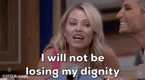 Woman Laughing With Man Saying I Will Not Be Losing My Dignity GIF