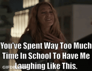 Woman Laughing With School Caption GIF