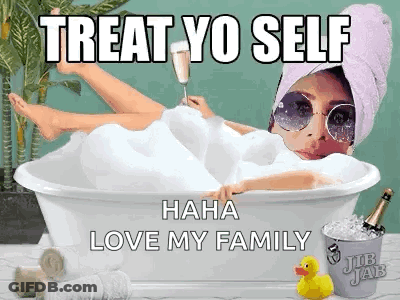 Woman Laying In Bathtub With Towel On Head GIF