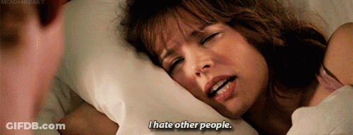 Woman Laying In Bed Saying I Hate Other People GIF