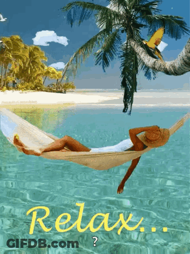 Woman Laying In Hammock In Ocean Relax GIF