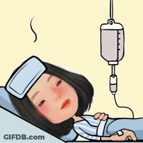 Woman Laying In Hospital Bed With IV GIF