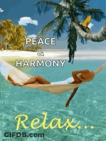 Woman Laying In Ocean Hammock Peace Harmony Relax GIF