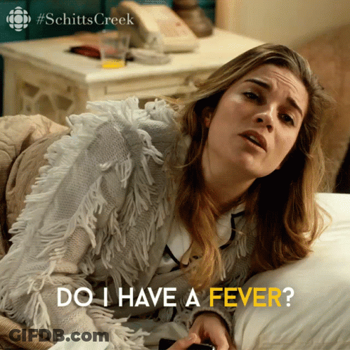 Woman Laying On Bed Saying Do I Have A Fever GIF