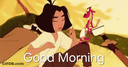 Woman Laying On Bed With Dragon Saying Good Morning GIF