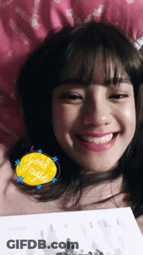 Woman Laying On Bed With Good Night Sticker GIF