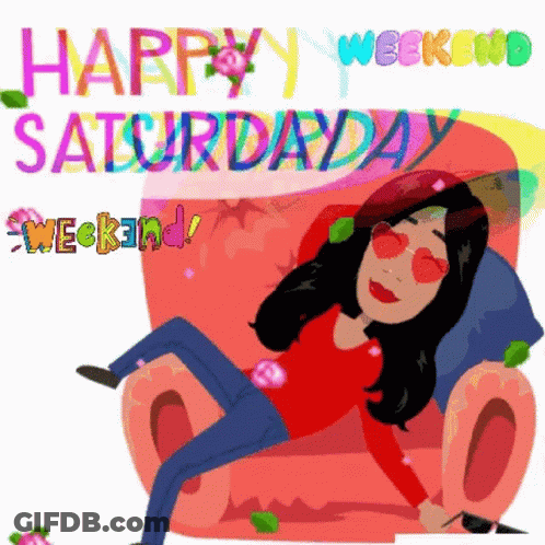 Woman Laying On Couch Happy Saturday Weekend GIF