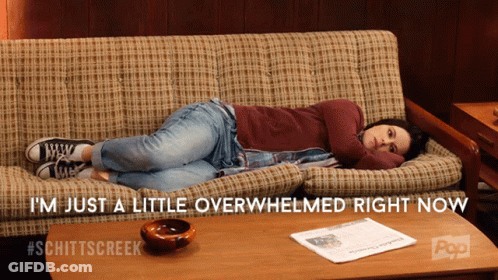 Woman Laying On Couch Saying I'm Just A Little Overwhelmed Right Now GIF