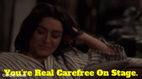 Woman Laying On Couch Saying You're Real Carefree On Stage GIF