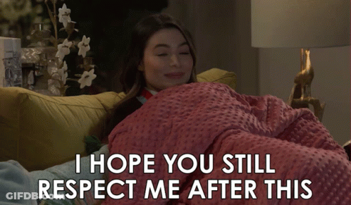 Woman Laying On Couch With Pink Blanket I Hope You Still Respect Me After This GIF