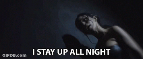 Woman Laying On Floor Saying I Stay Up All Night GIF