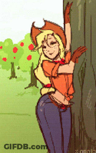 Woman Leaning Against Tree GIF