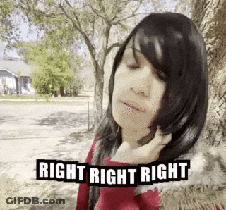 Woman Leaning Against Tree Saying Right Right Right GIF