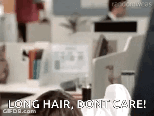 Woman Legs Crossed Saying Long Hair Don't Care GIF