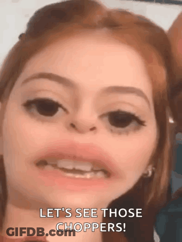Woman Let's See Those Choppers GIF