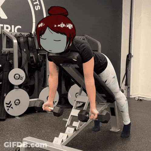 Woman Lifting Dumbbell In Front Of Tric Sign GIF
