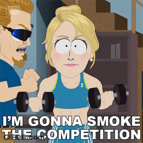 Woman Lifting Dumbbells Saying I'm Gonna Smoke The Competition GIF