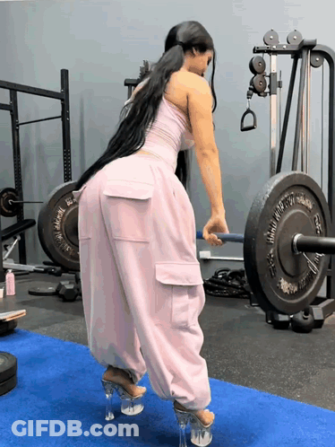 Woman Lifting Heavy Weight Barbell GIF