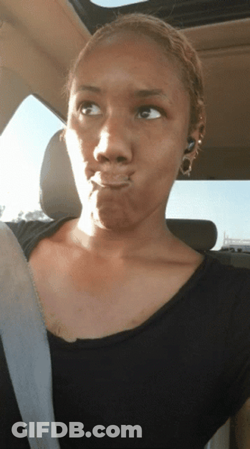 Woman Lips Sealed While Driving GIF